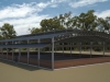 Curved roof dressage arena with raised centre highlight in roof